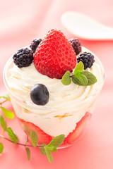 Strawberry trifle in a glass