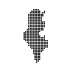 Fototapeta premium Pixelkarte schwarz - Tunesien