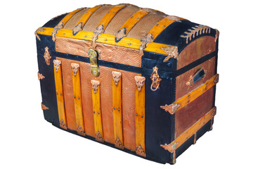 Medieval treasure chest isolated on white