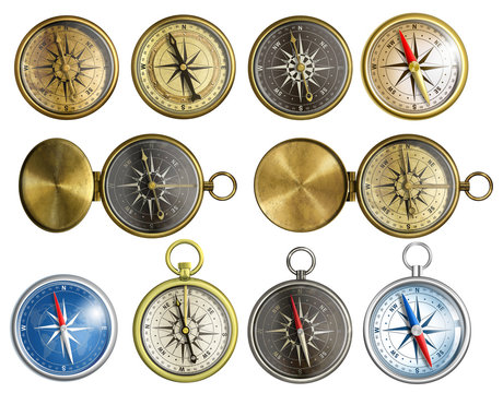 ten nautical isolated compass set