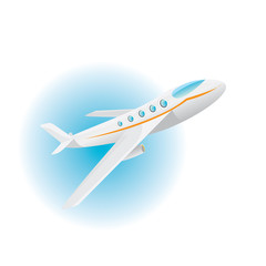 vector airplane icon. cartoon plane in blue sky