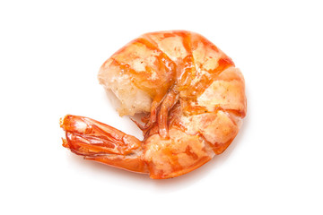 Cooked Tiger prawn or Asian tiger shrimp. Isolated on a white st