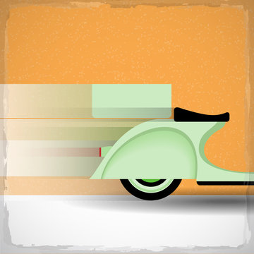 Retro style illustration with delivery scooter