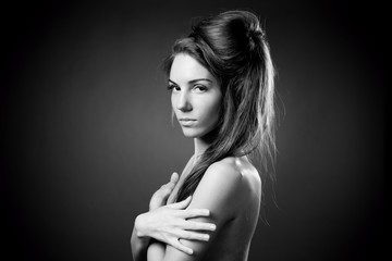 Naklejka premium Hairstyle beautiful woman