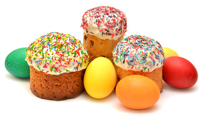 Easter cake with decorated eggs