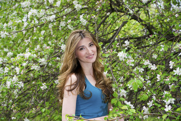 Beautiful woman in garden.