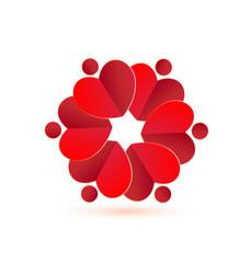 Heart blossom flower teamwork logo