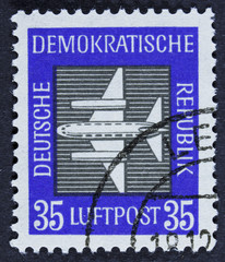 A Stamp printed in DDR (East Germany) shows a airplane