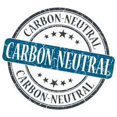 Carbon Neutral blue grunge round stamp on white background