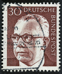 Post stamp showing portrait of Federal President Gustav Walter
