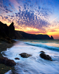Fototapeta na wymiar Sea bay during sunset. Beautiful natural seascape