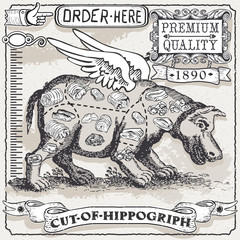 Vintage Page of Cut of Hippogriph