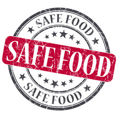 Safe Food red grunge round stamp on white background