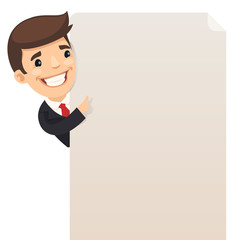 Businessman looking at blank poster