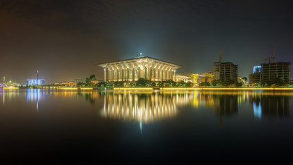 Fototapeta na wymiar Night view at Masjid Tuanku Mizan Zainal Abidin, Putrajaya, Mala