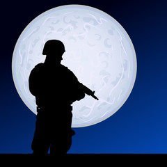 soldier in the moonlight color vector