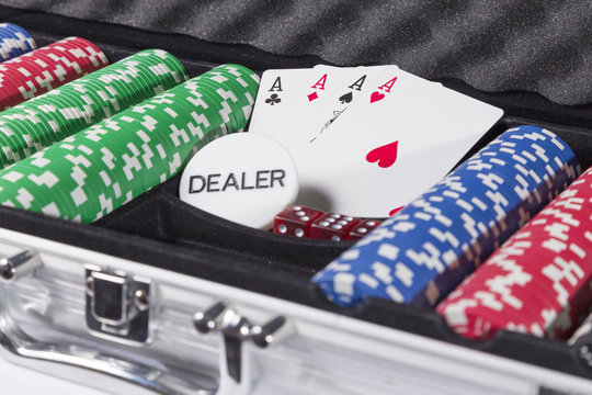 Poker case with cards and chips