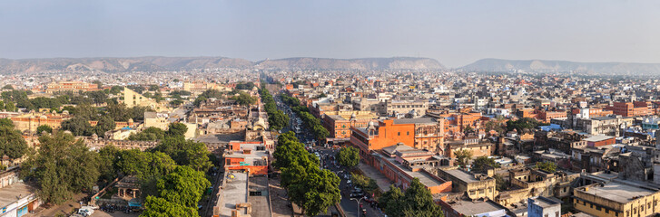 Fototapeta na wymiar Panorama z lotu ptaka Jaipur, Radżastan, Indie