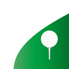 Golf ball on green grass field, vector illustration