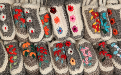 Colorful handicraft woolen slippers
