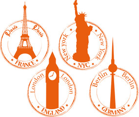 Naklejka premium Tampon Paris- Londre -Berlin-NYC