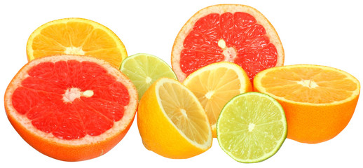 Cut heap lime, grapefruit, lemon and orange