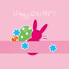 Happy easter,background,ribbon,flowers,vector,pink