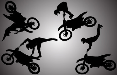 Vector silhouette of motocross.