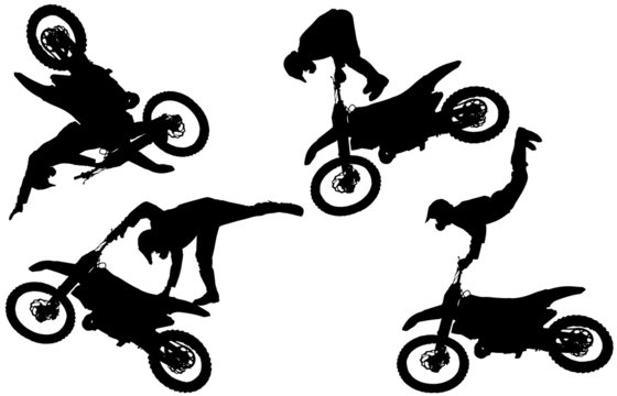 Vector silhouette of motocross.