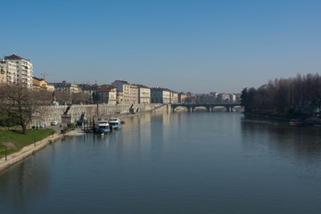 Fototapeta na wymiar Po River, Murazzi, Turin, Italy