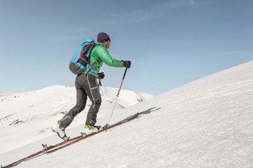 Touring skier in the alps