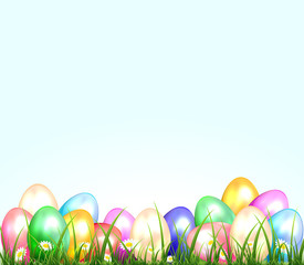 Fototapeta na wymiar Easter eggs in a grass