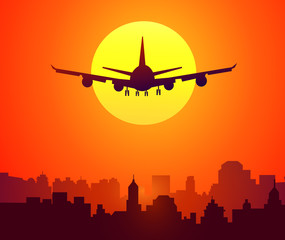 City Sunset & Afternoon Flight-Vector