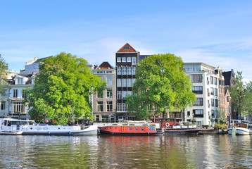 Amsterdam. River Amstel embankment