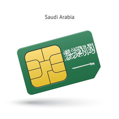 Saudi Arabia mobile phone sim card with flag.