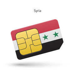 Syria mobile phone sim card with flag.