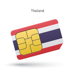 Thailand mobile phone sim card with flag.