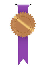 the seal with purple ribbon
