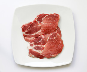 Schweinekotletts, roh, Teller