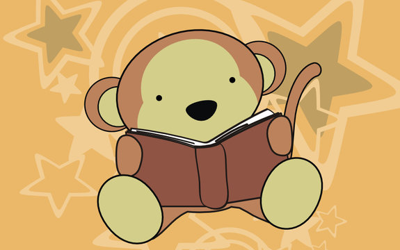monkey sweet reading cartoon background