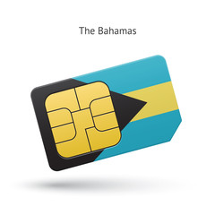 Bahamas mobile phone sim card with flag.