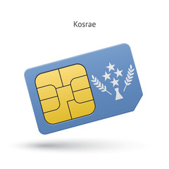 Kosrae mobile phone sim card with flag.