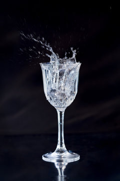 Crystal Wine Glass with Splashing Liquid