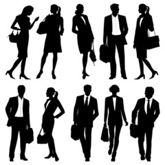 business people - global team - vector silhouettes - 62419405