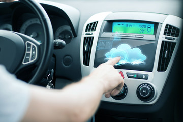 man using car control panel