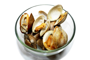 Glass Bowl with Cooked Clams