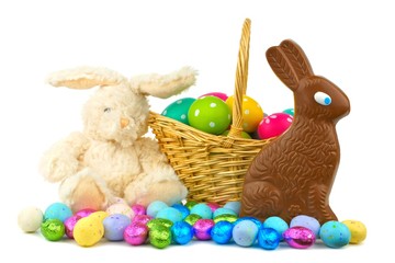 Collection of Easter candies, eggs and toys