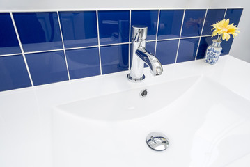 Close-up of a Chrome Sink Faucet