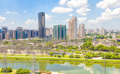 Plakat Widok z Sao Paulo i rzeki, Brazylia
