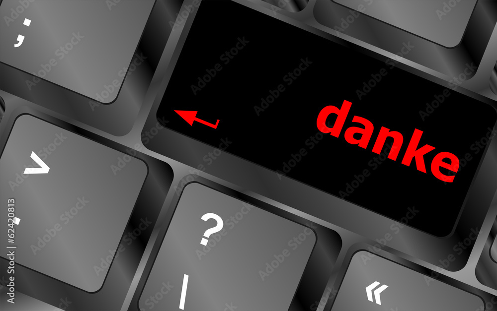 Fototapete a danke message on enter key of keyboard